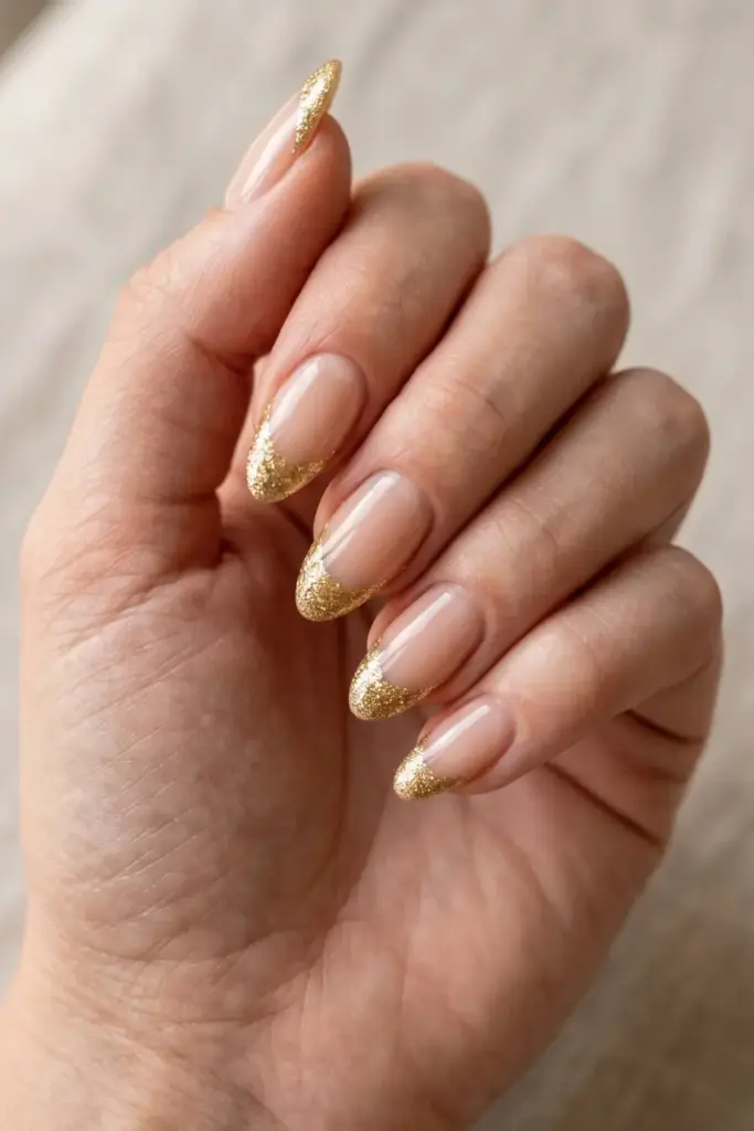 Gold Glitter French Tips