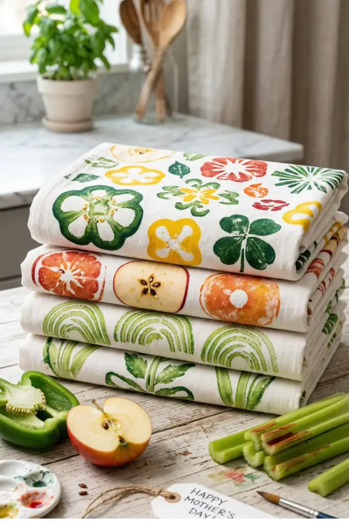 Hand-Stamped Tea Towels