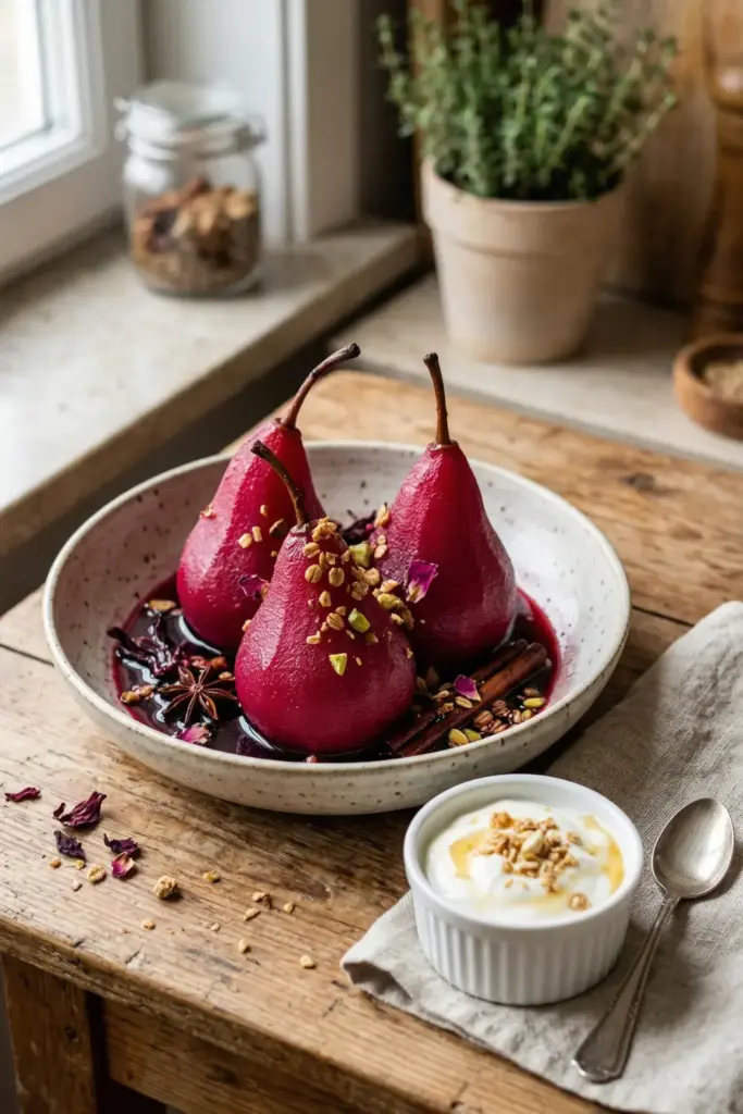 Hibiscus Poached Pears