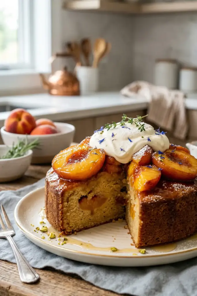 Honey-Poached Peach Cake