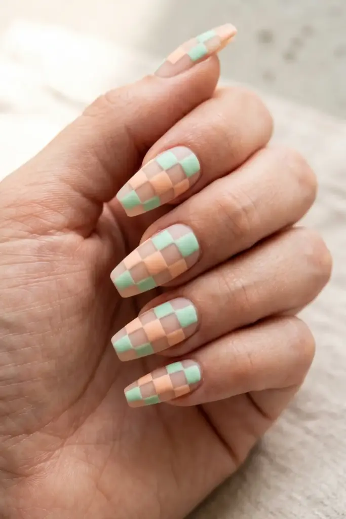 Iridescent Chrome Coffin Nails