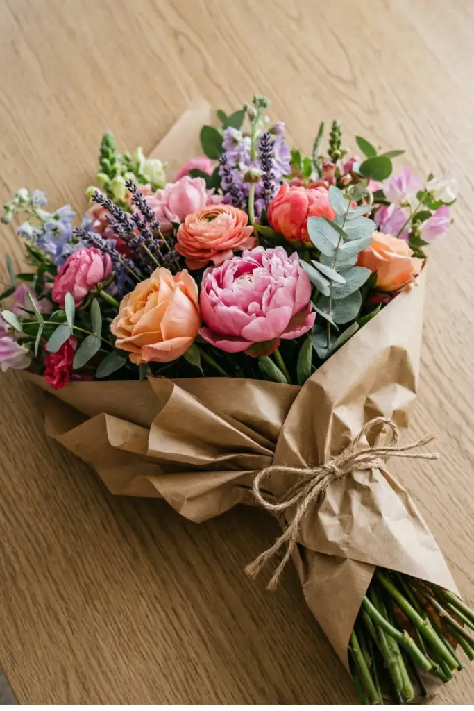 Kraft Paper Wrapped Market Bouquets