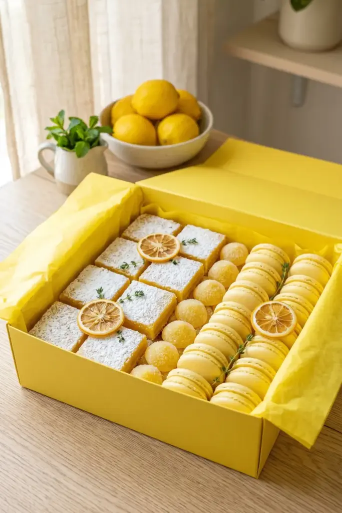 Lemon Dessert Box with Bright Yellow Theme