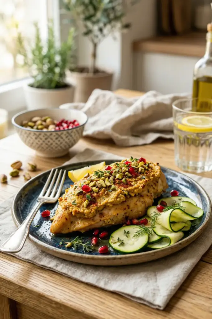 Mediterranean Hummus-Crusted Bake