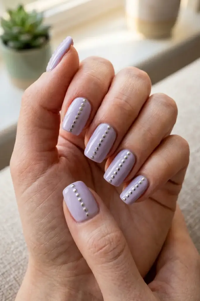 Metallic Silver Dots on Lavender