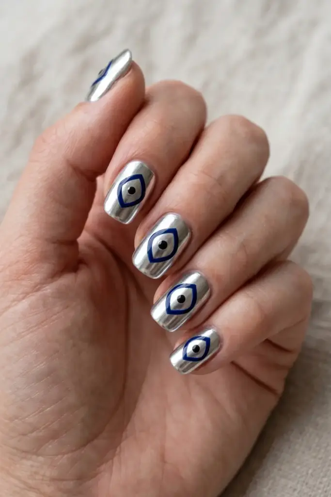 Metallic Silver Evil Eye