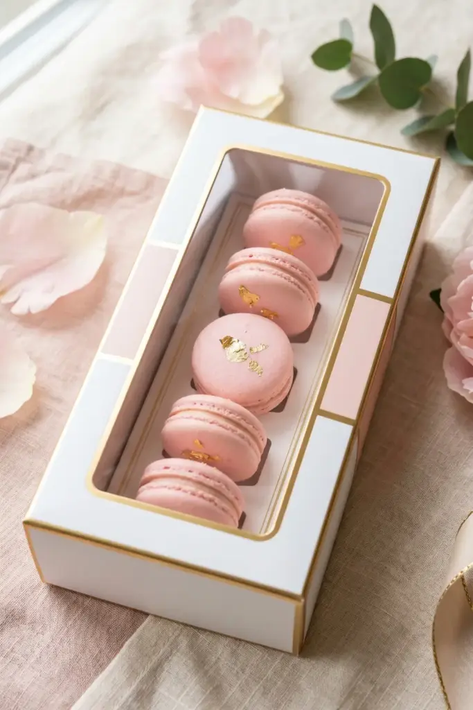 Minimalist Pink & Gold Macaron Box