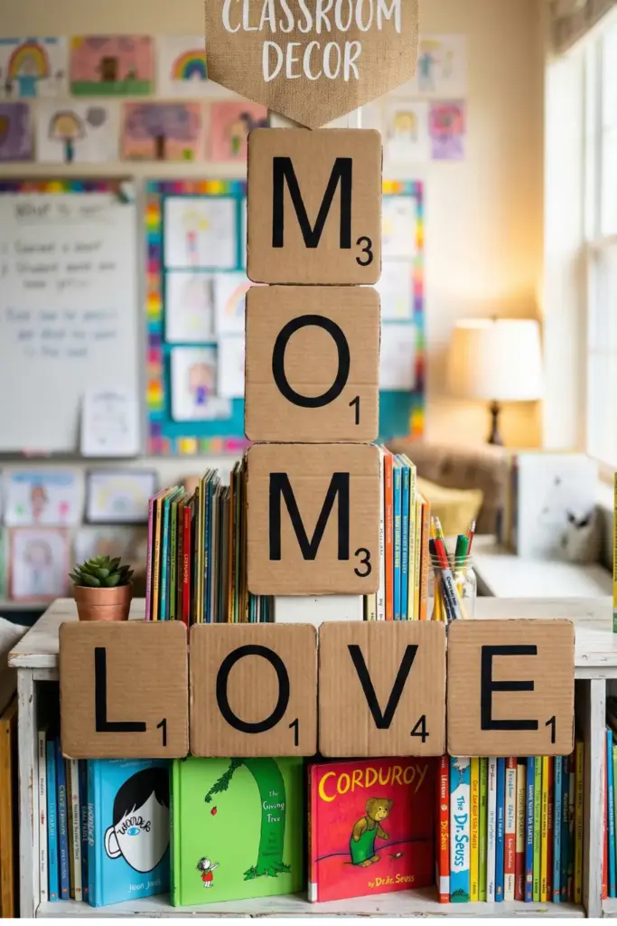 "Mom" Scrabble Tile Display