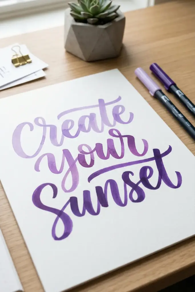 Ombre Brush Lettering