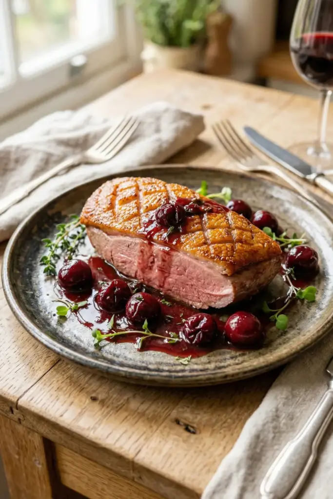 Pan-Seared Duck Breast with Cherry Sauce