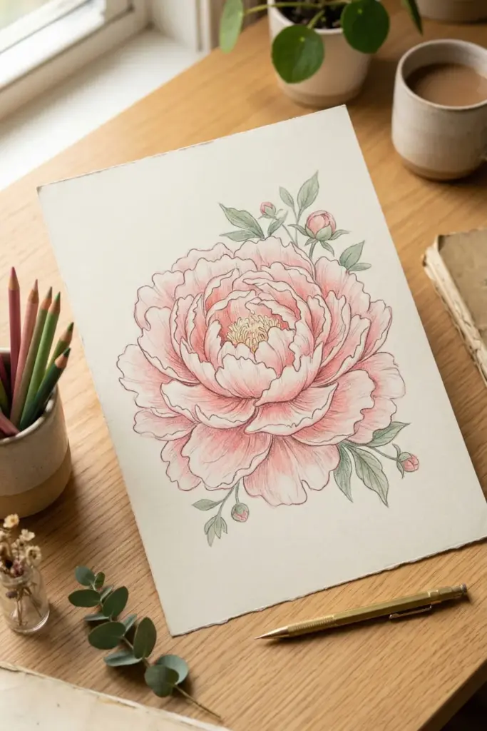 Pastel Peony Sketches