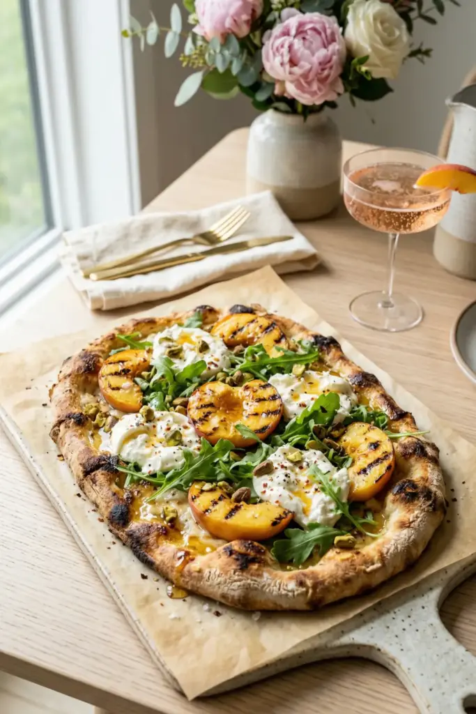 Peach and Burrata Flatbread
