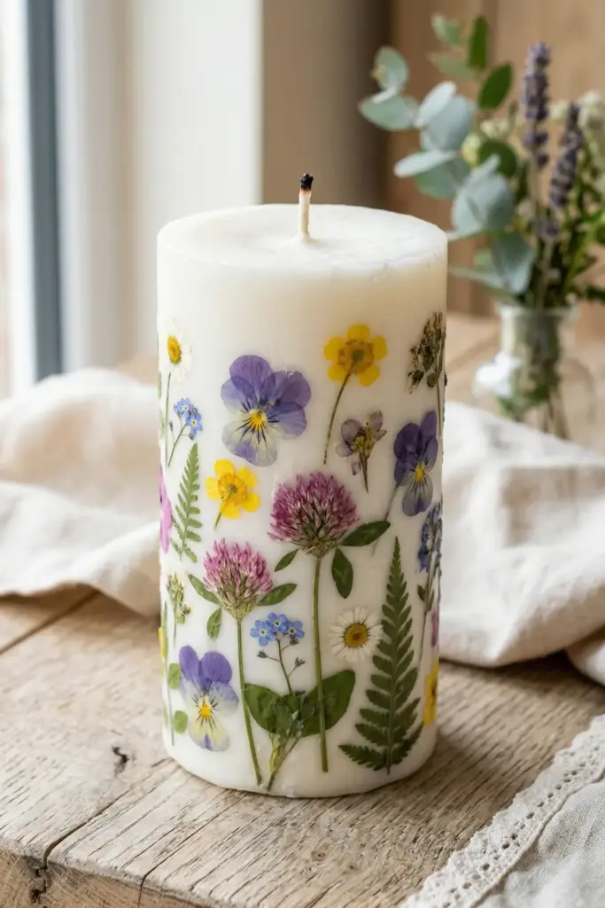 Pressed Flower Candles