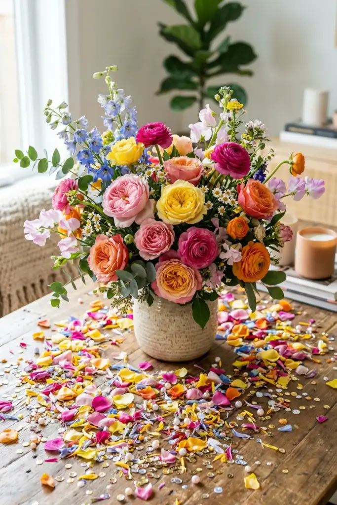 Rainbow Confetti Petal Trail