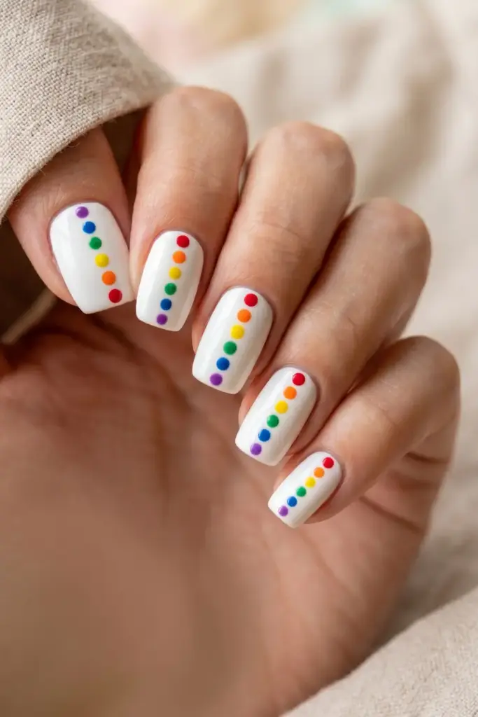 Rainbow Dots on White