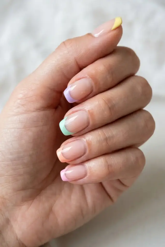 Rainbow Pastel French Tips