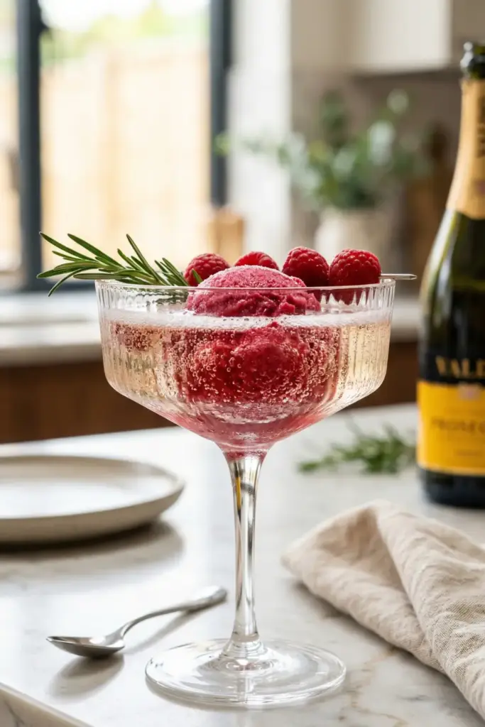 Raspberry Sorbet with Prosecco Floats
