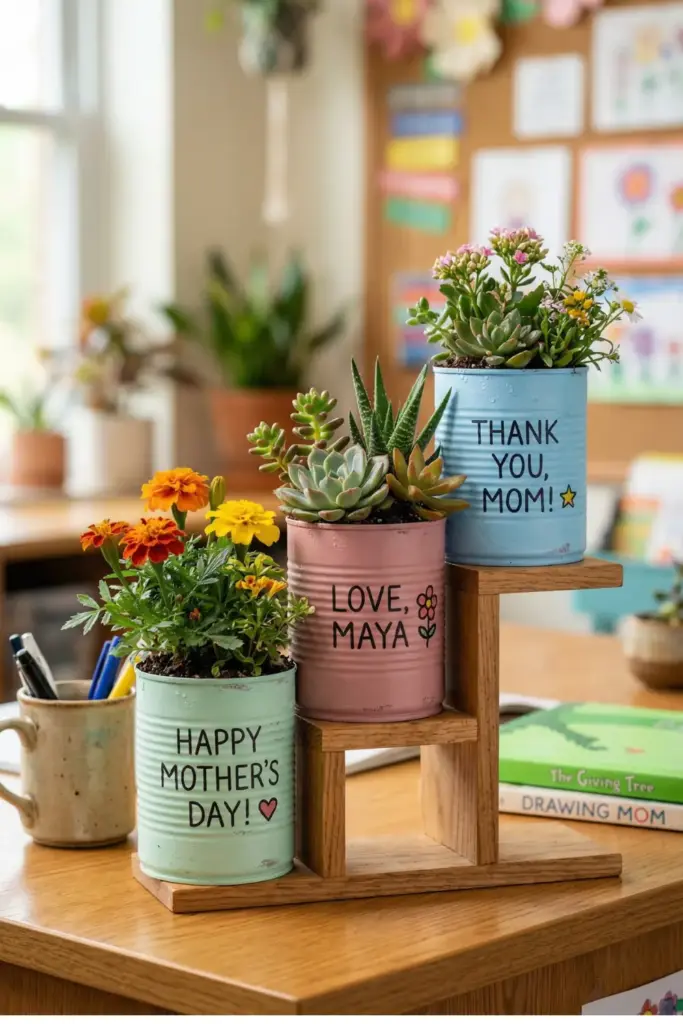 Recycled Tin Can Planters