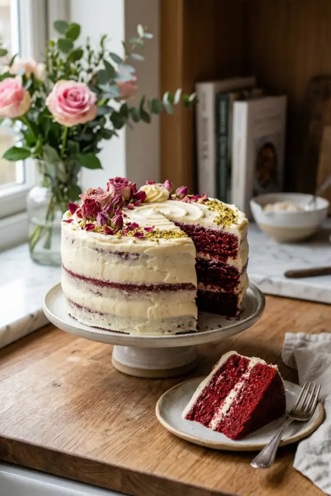Red Velvet Rose Water Cake