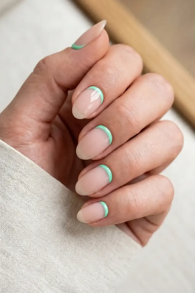 Reverse French Tip in Mint Green