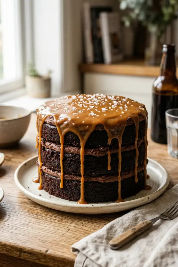 Salted Caramel Stout Chocolate Cake