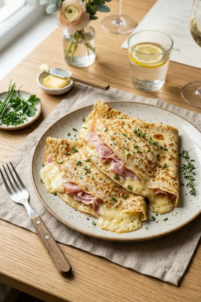 Savory Crepes with Ham and Gruyere