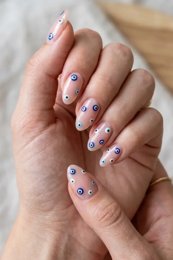 Sheer Nude with Small Evil Eyes