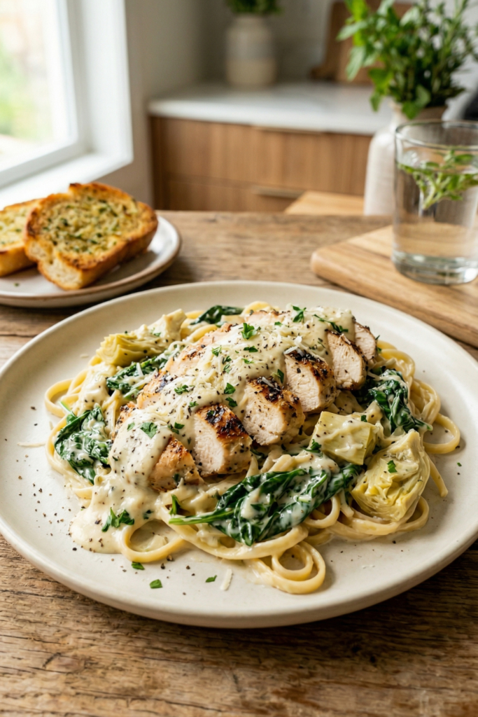 Spinach & Artichoke Chicken Alfredo