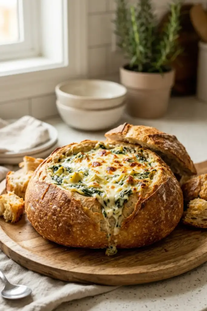 Spinach Artichoke Dip Bread Bowl