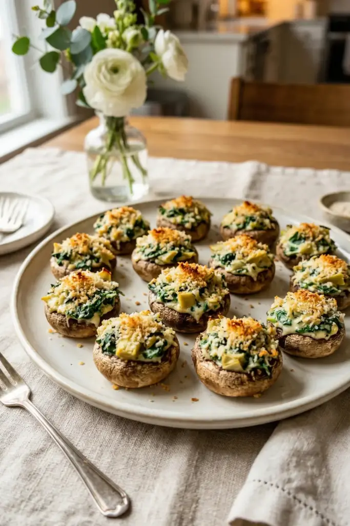 Spinach & Artichoke Stuffed Mushrooms