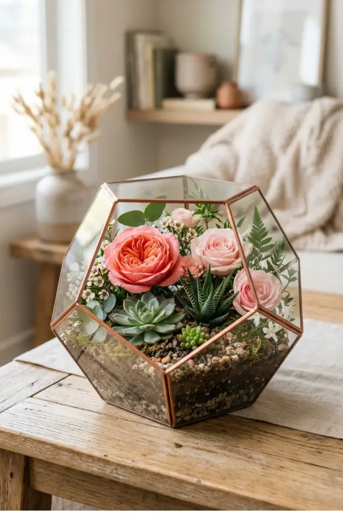 Succulent and Rose Terrariums