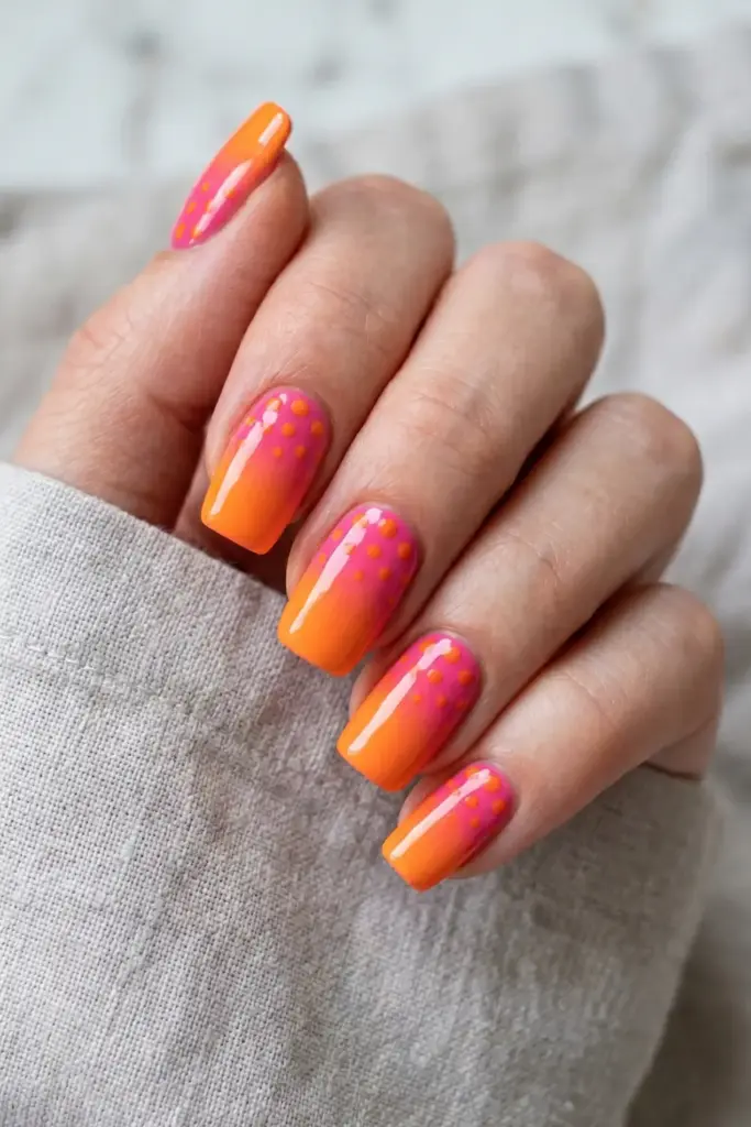 Sunset Orange & Pink Dots