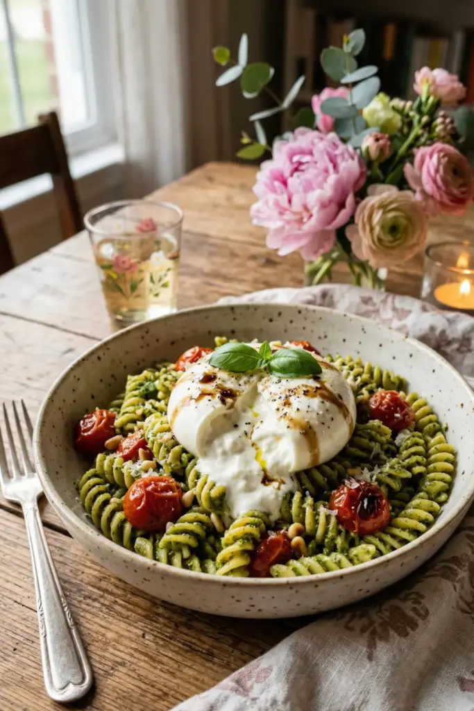 The Aesthetic Burrata & Pesto Pasta