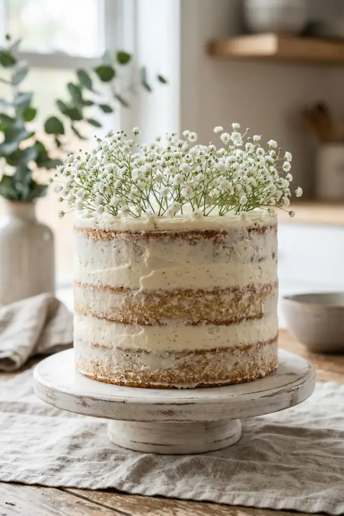The Naked Cake with Baby’s Breath