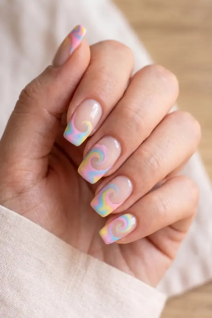 Tie-Dye Swirl French Tips