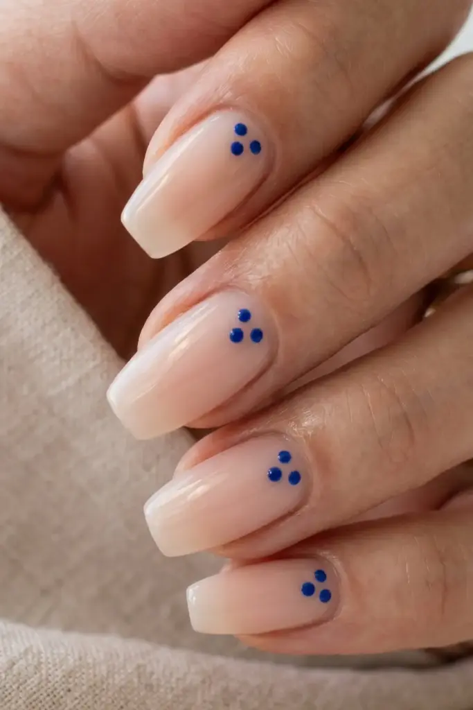 Tiny Blue Dots on Sheer Nude