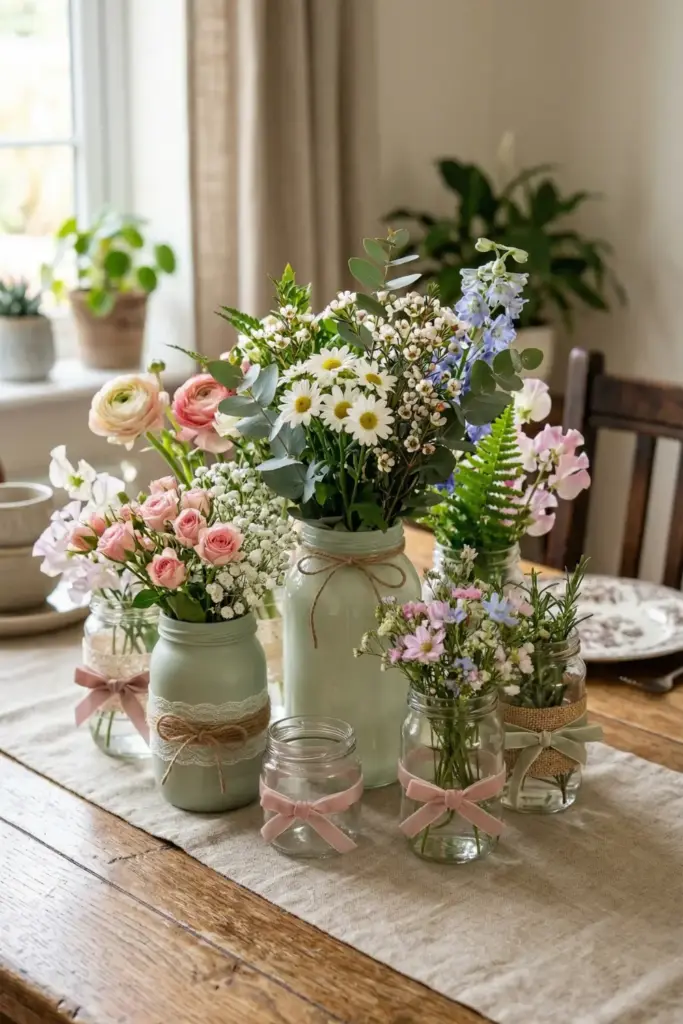 Upcycled Mason Jar Centerpieces