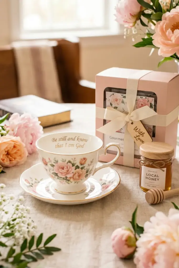 Vintage Floral Tea Set with Scripture Verse