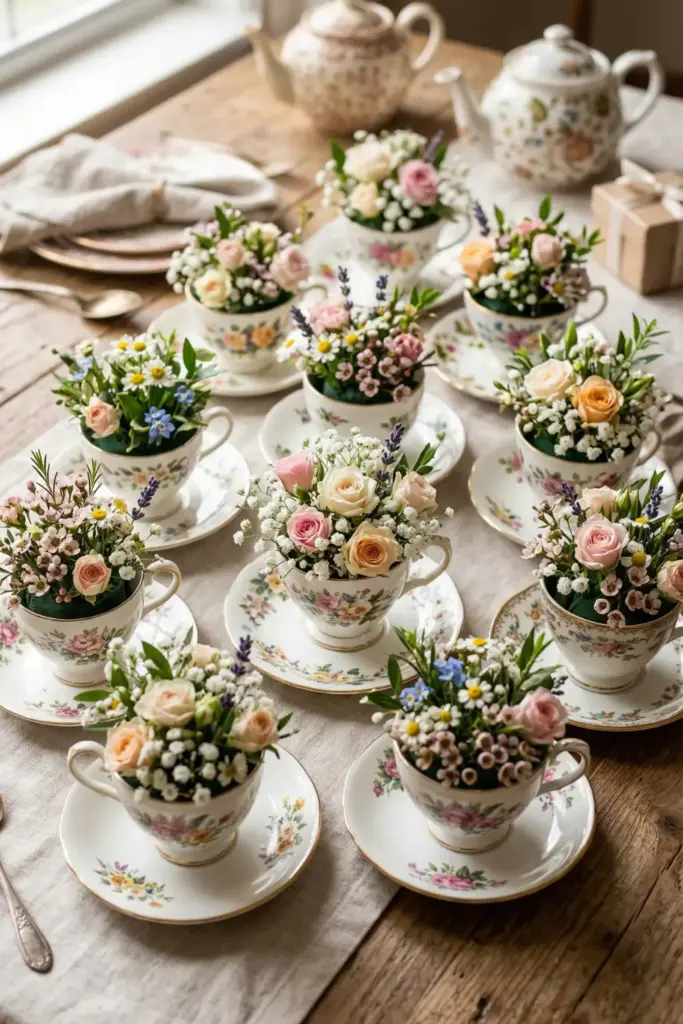 Vintage Teacup Mini-Bouquets