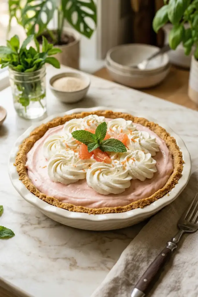 Whipped Pink Grapefruit Cream Pie