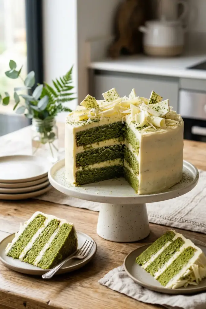 White Chocolate & Matcha Layer Cake
