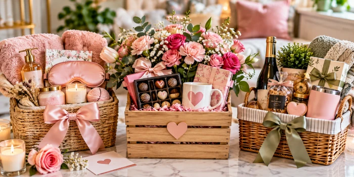 Best Mother's Day gift basket ideas for every mom featuring flowers, spa essentials, chocolates, candles, keepsakes, and thoughtful gifts in elegant baskets.