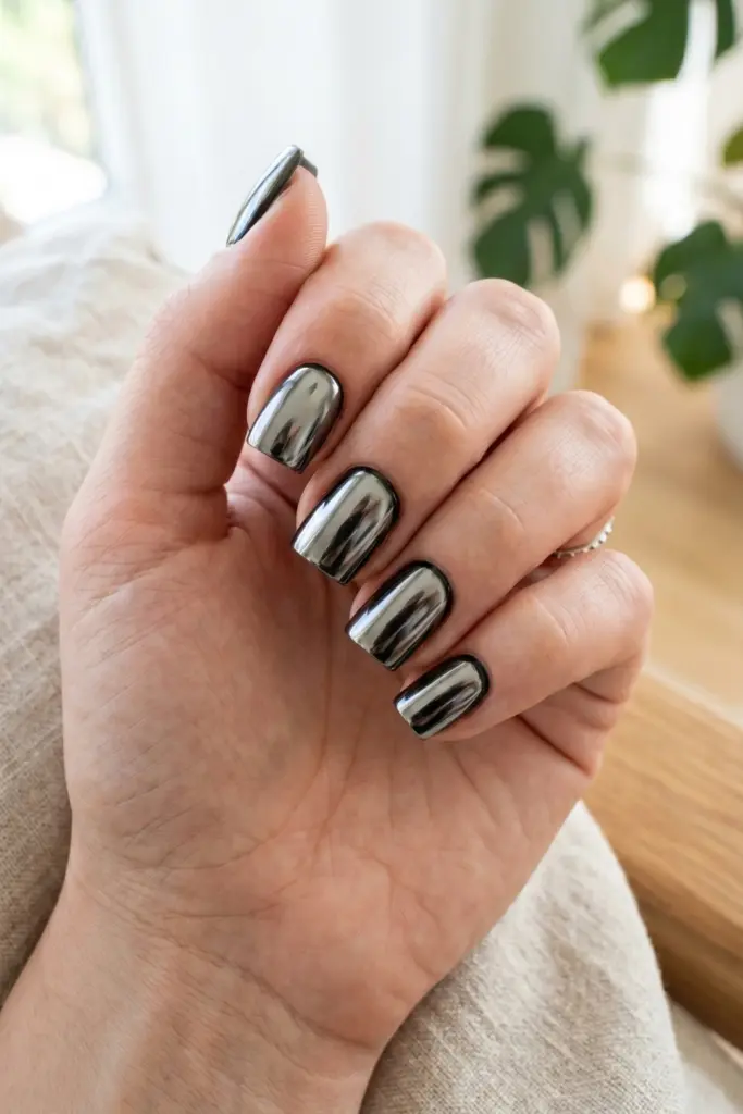 black-chrome-baddie-edge-simple-summer-nails