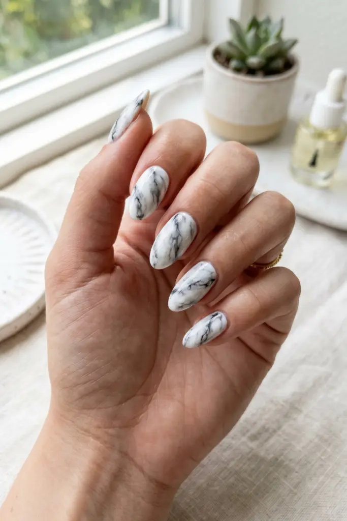 black-white-marble-simple-baddie-summer-nails