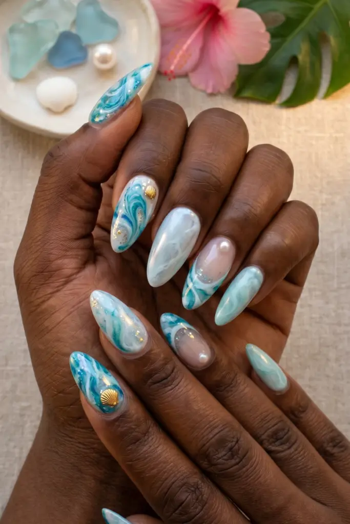 blue-lagoon-marble-summer-nails-art-designs