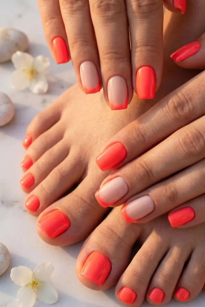 bright-neon-french-tips-simple-nails-toes-summer