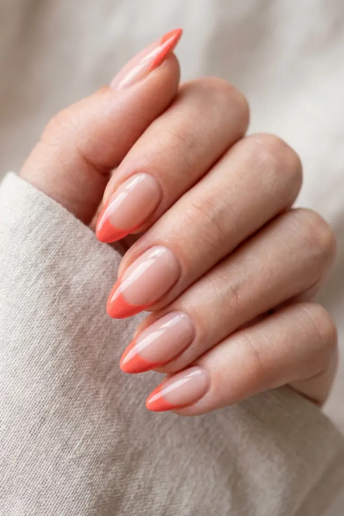 coral-french-tips-classic-manicure