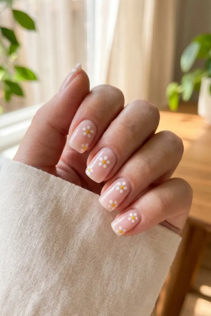 dotted-daisy-minimalist-summer-nails-trends