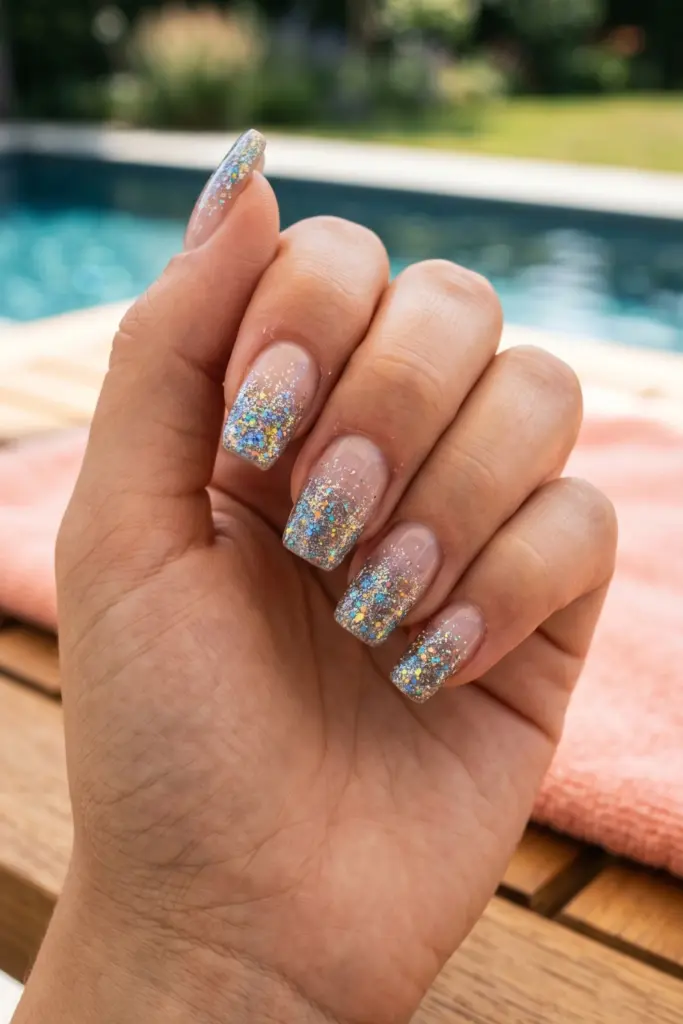 glitter-gradient-simple-crazy-summer-nail-designs
