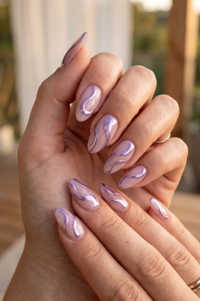 lavender-chrome-swirls-simple-baddie-summer-nails
